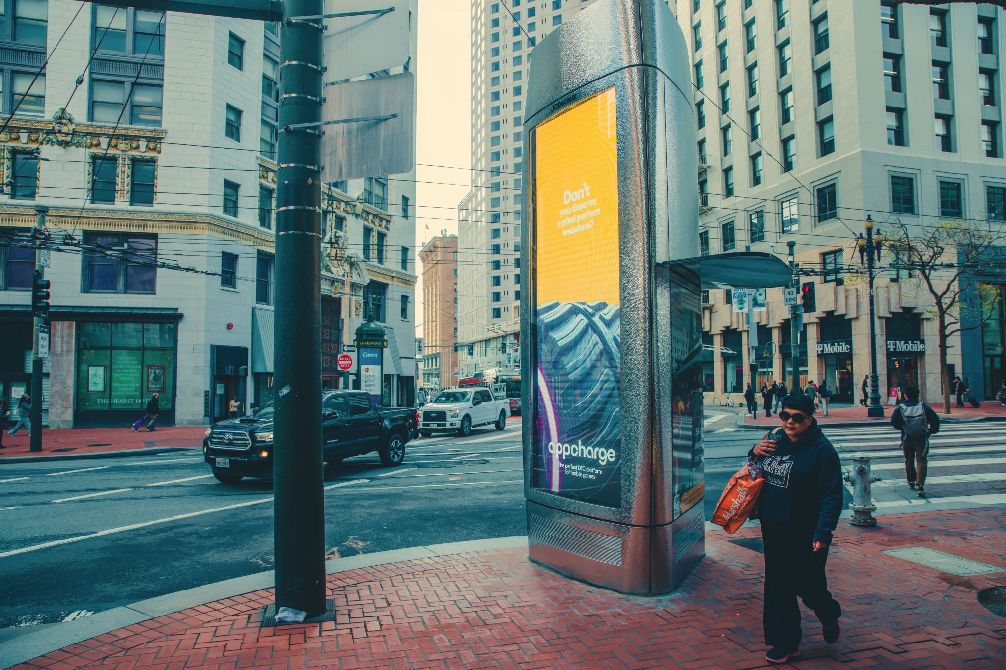 Appcharge OOH live on a San Francisco street corner