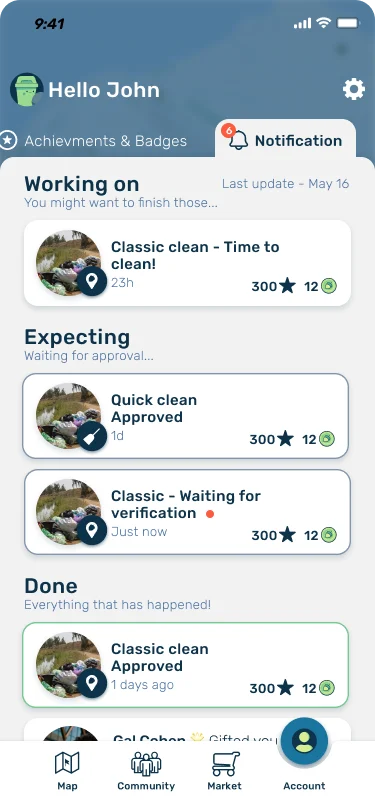 Notifications screen