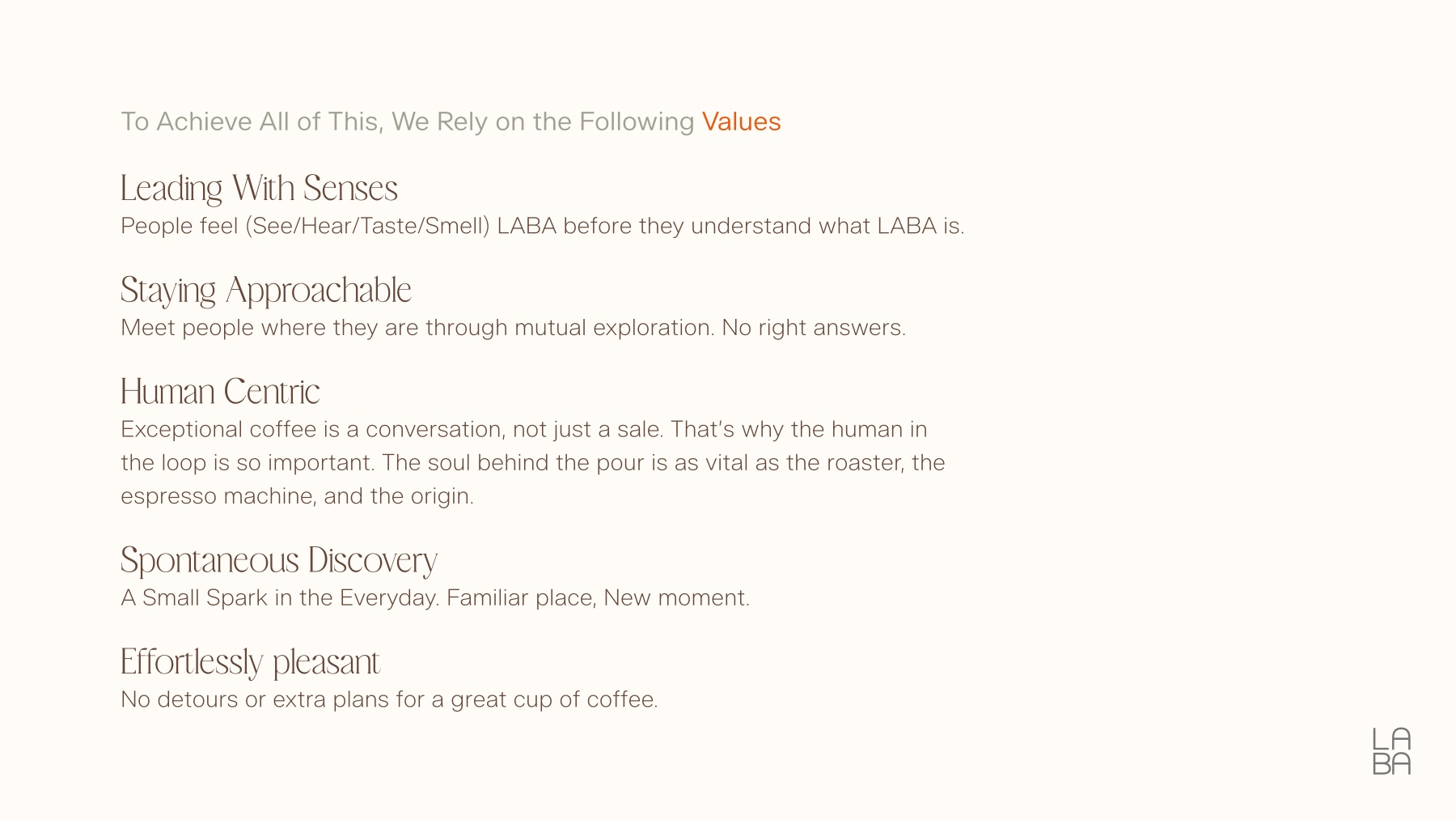 Laba — values