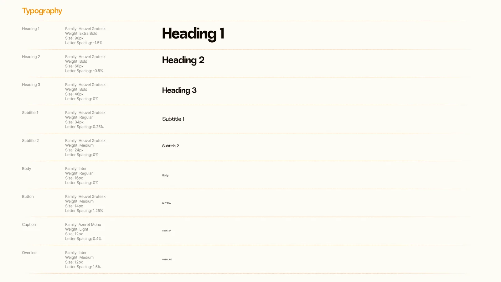 SunSpot typography — Heuvel Grotesk display, Azeret Mono, Inter